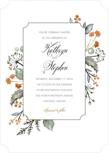 Verdant Bouquet Wedding Invitation Featuring Belluccia Font