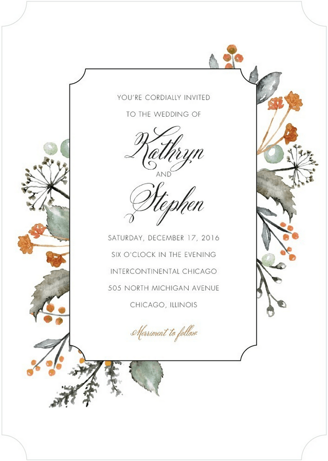 verdant bouquet wedding invitation