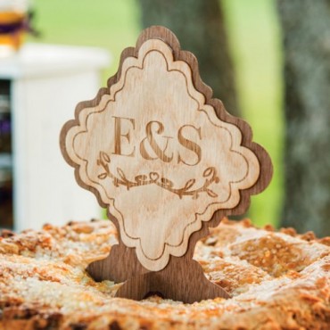 Wood Veneer Wedding Sign Featuring Trivia Serif Font